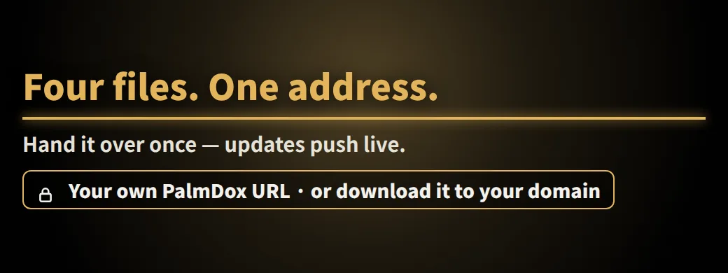 Which one is the latest — can you tell? Four files. One address. Hand it over once — updates push live.