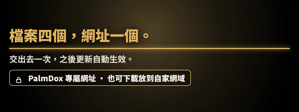 哪一個是最新版，您分得出來嗎？檔案四個，網址一個。交出去一次，之後更新自動生效。